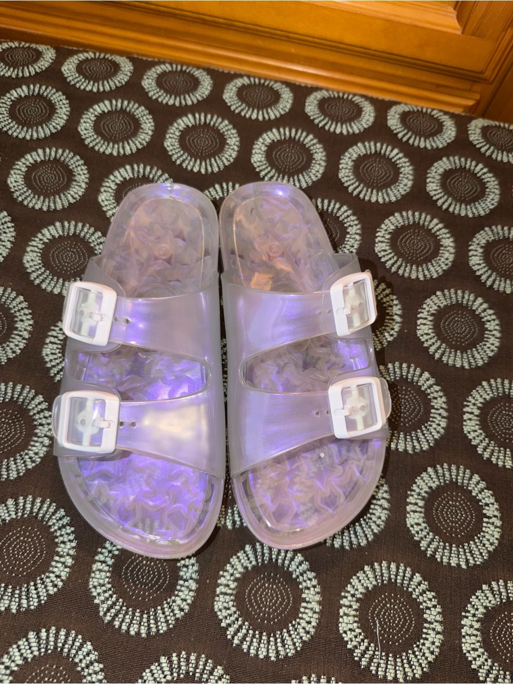 Kids Clear Jelly Slide Sandals with Adjustable Buckles - Pink Hue